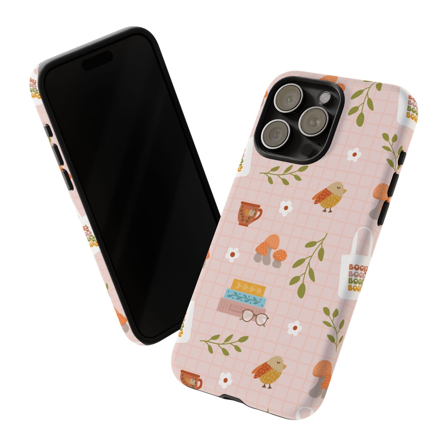 Phone Case: Little Library Items on Pink