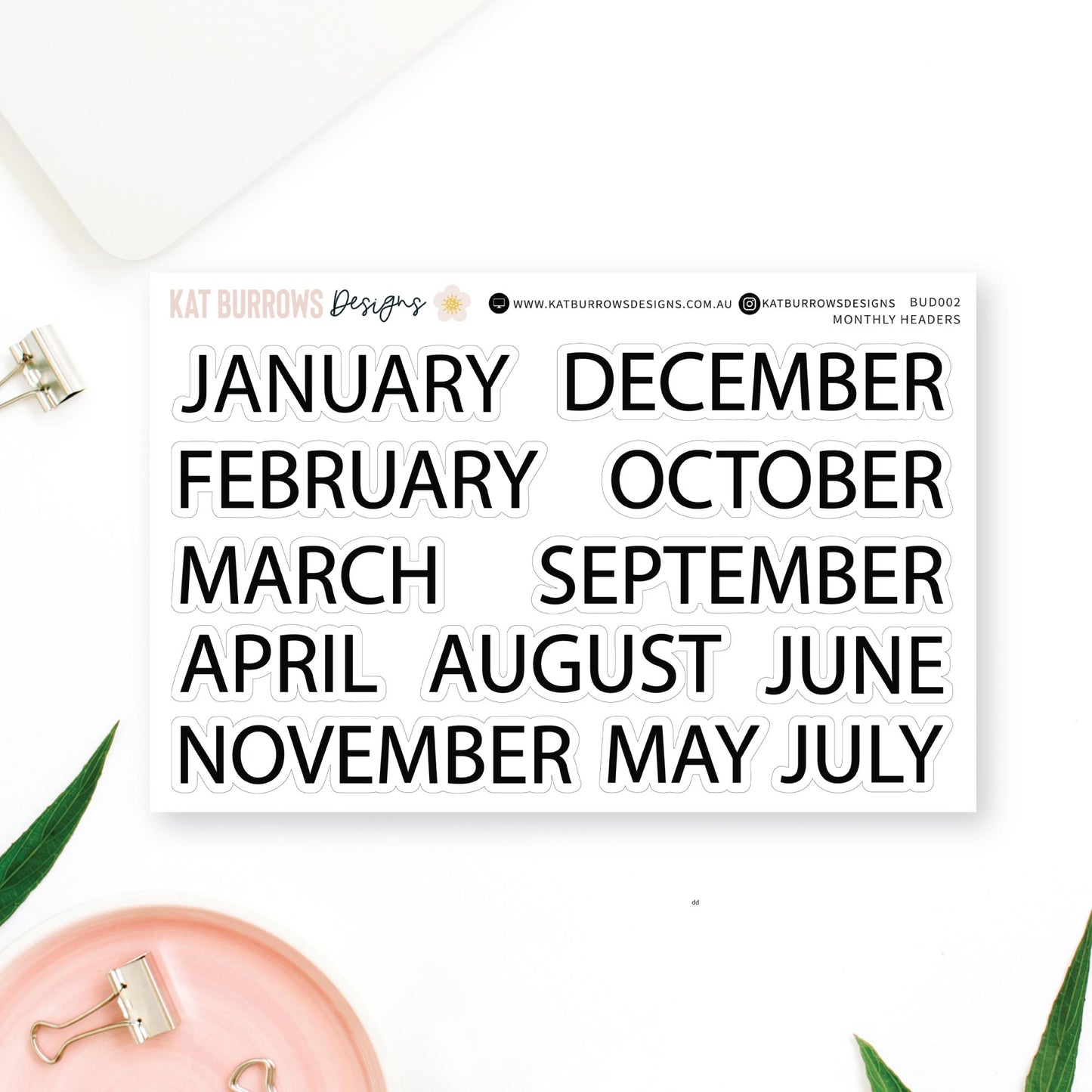 Budget Stickers: Monthly Headers