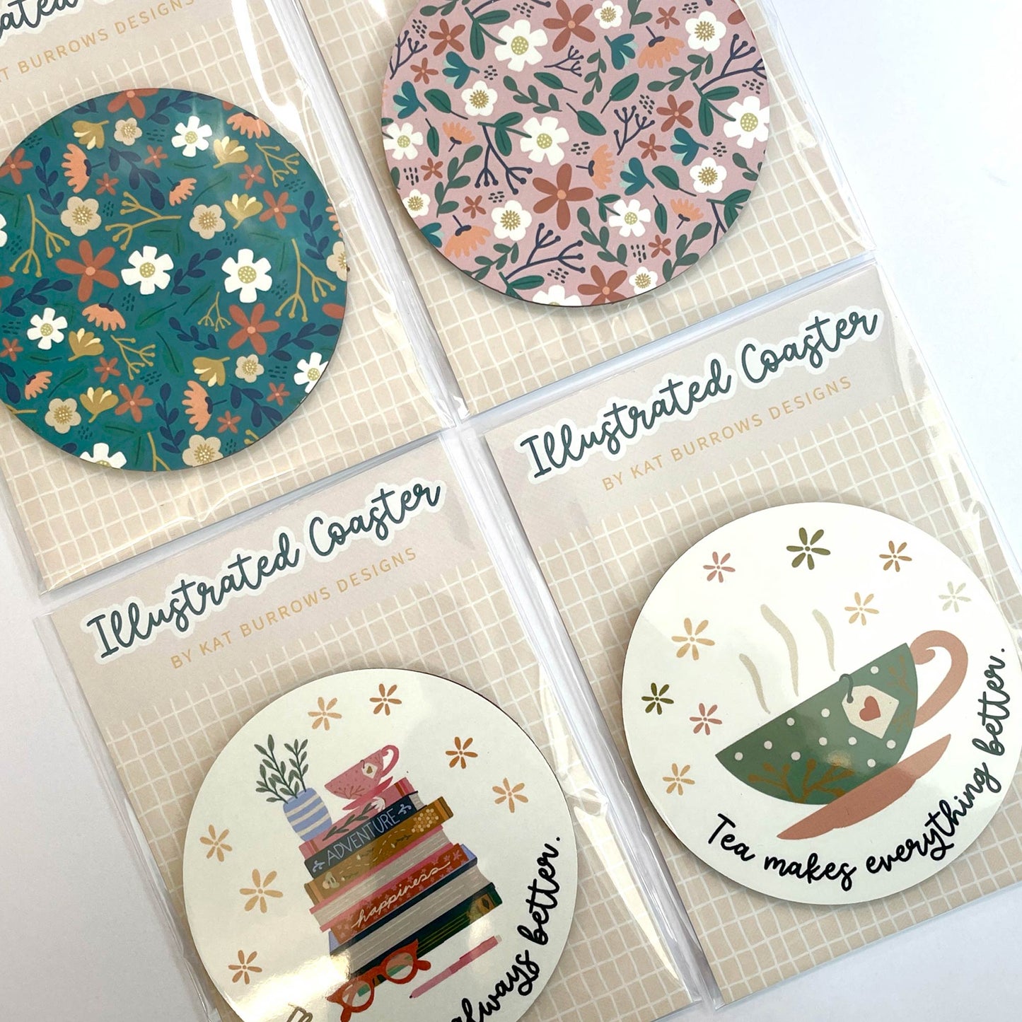 Coaster: Floral Teal