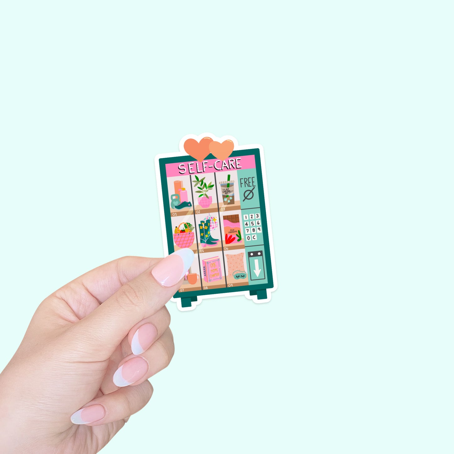 Die Cut Sticker: Green Self-Care Vending Machine