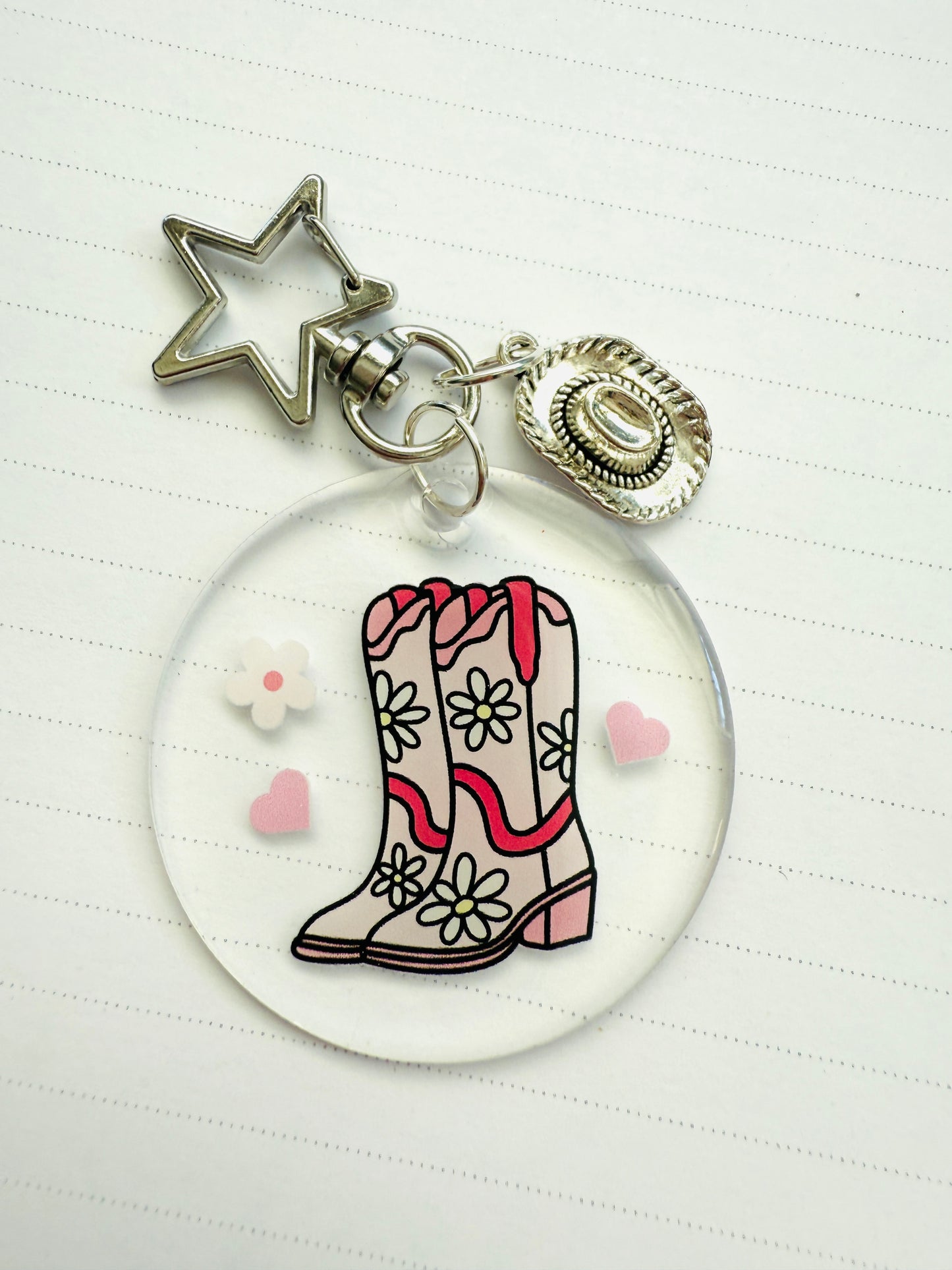 Round Keychain: Cowgirl Boots