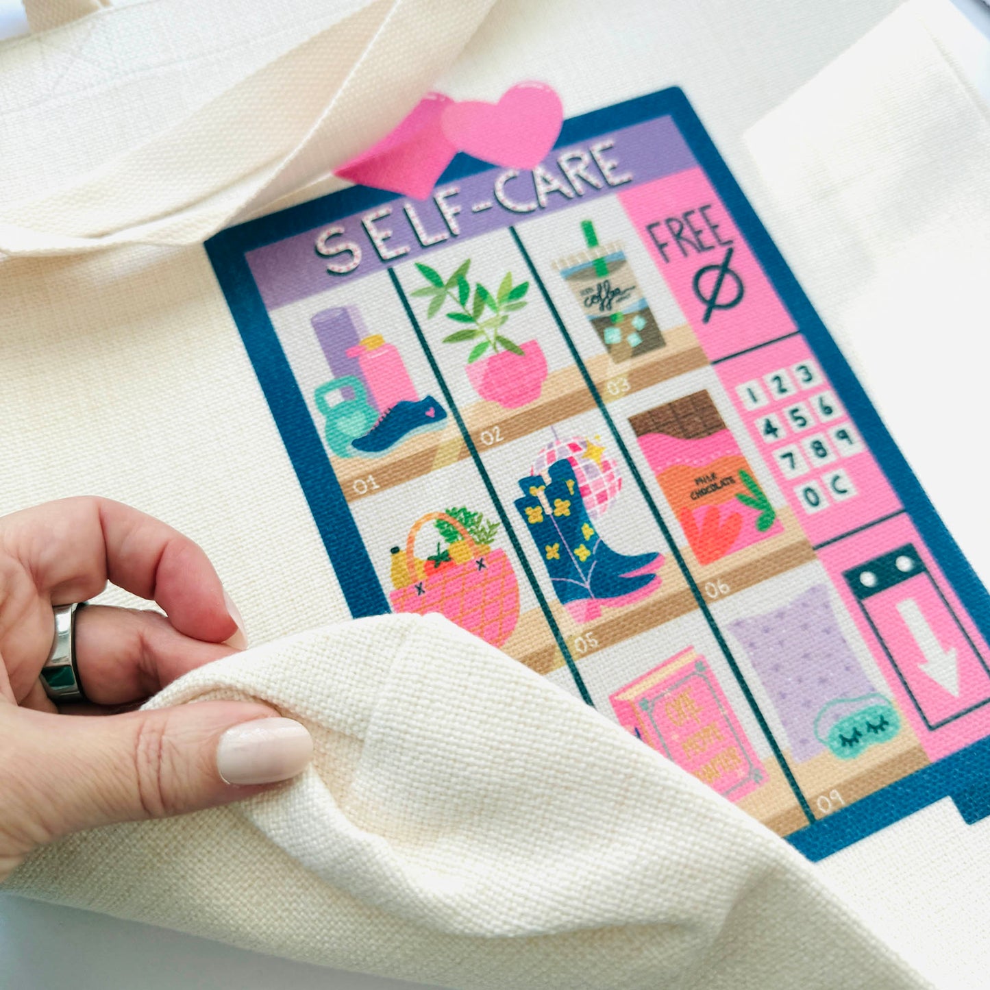 Canvas Tote Bag: Self-Care Vending Machine