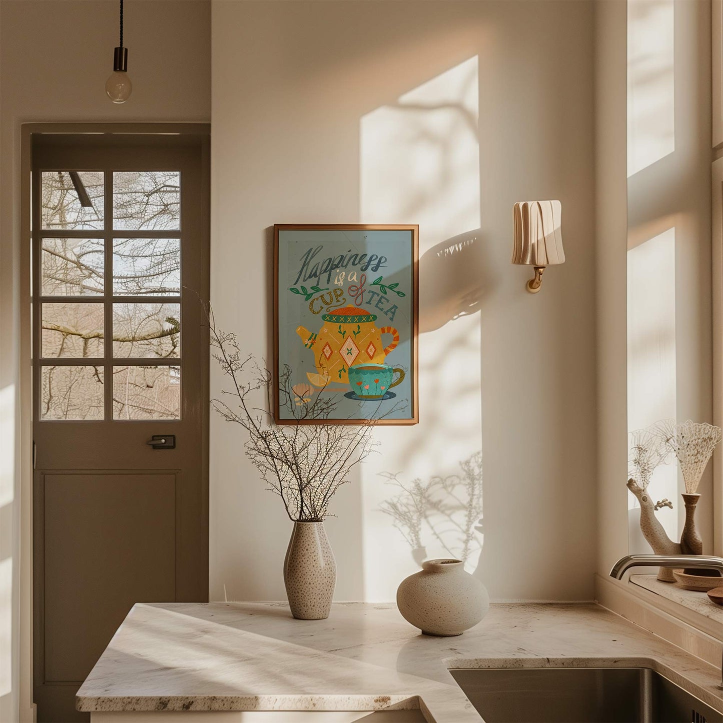 Art Print: Tea Quote on Blue