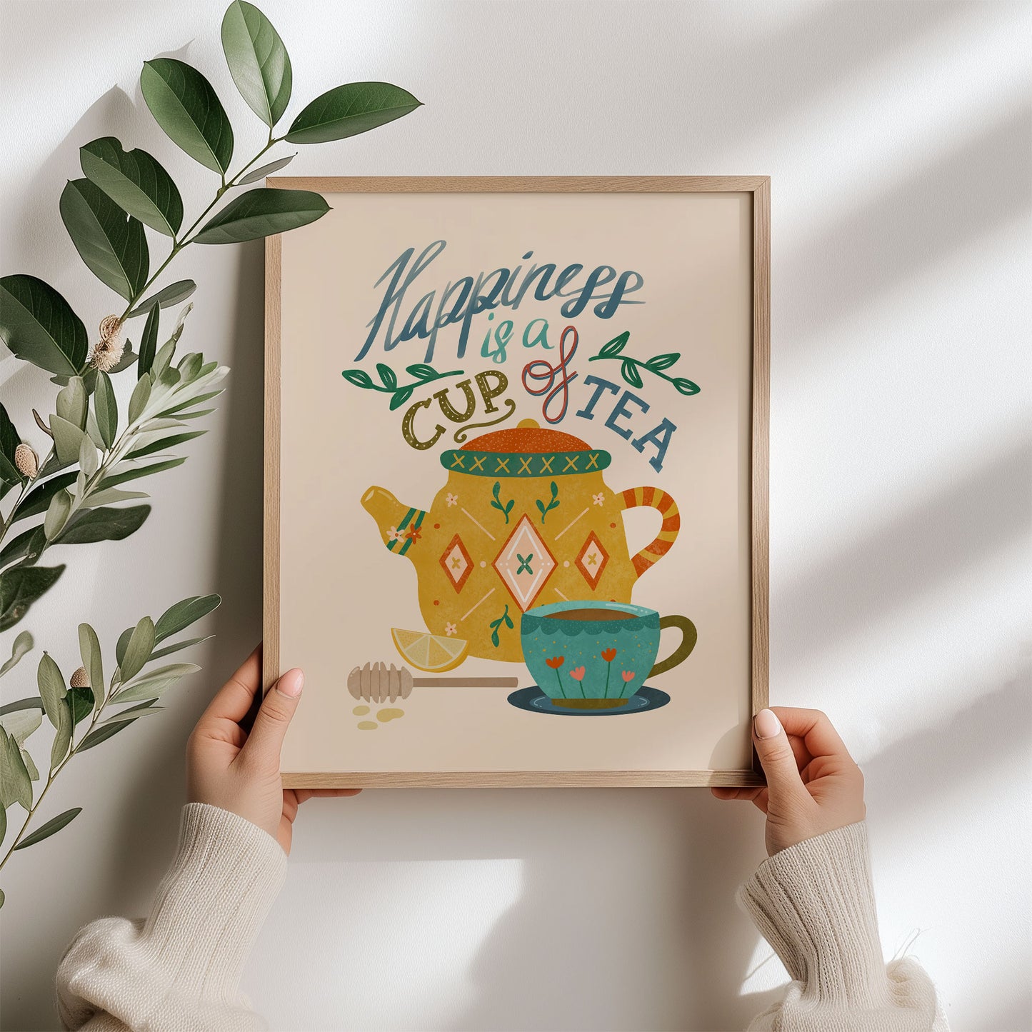 Digital Art Print: Tea Quote on Cream