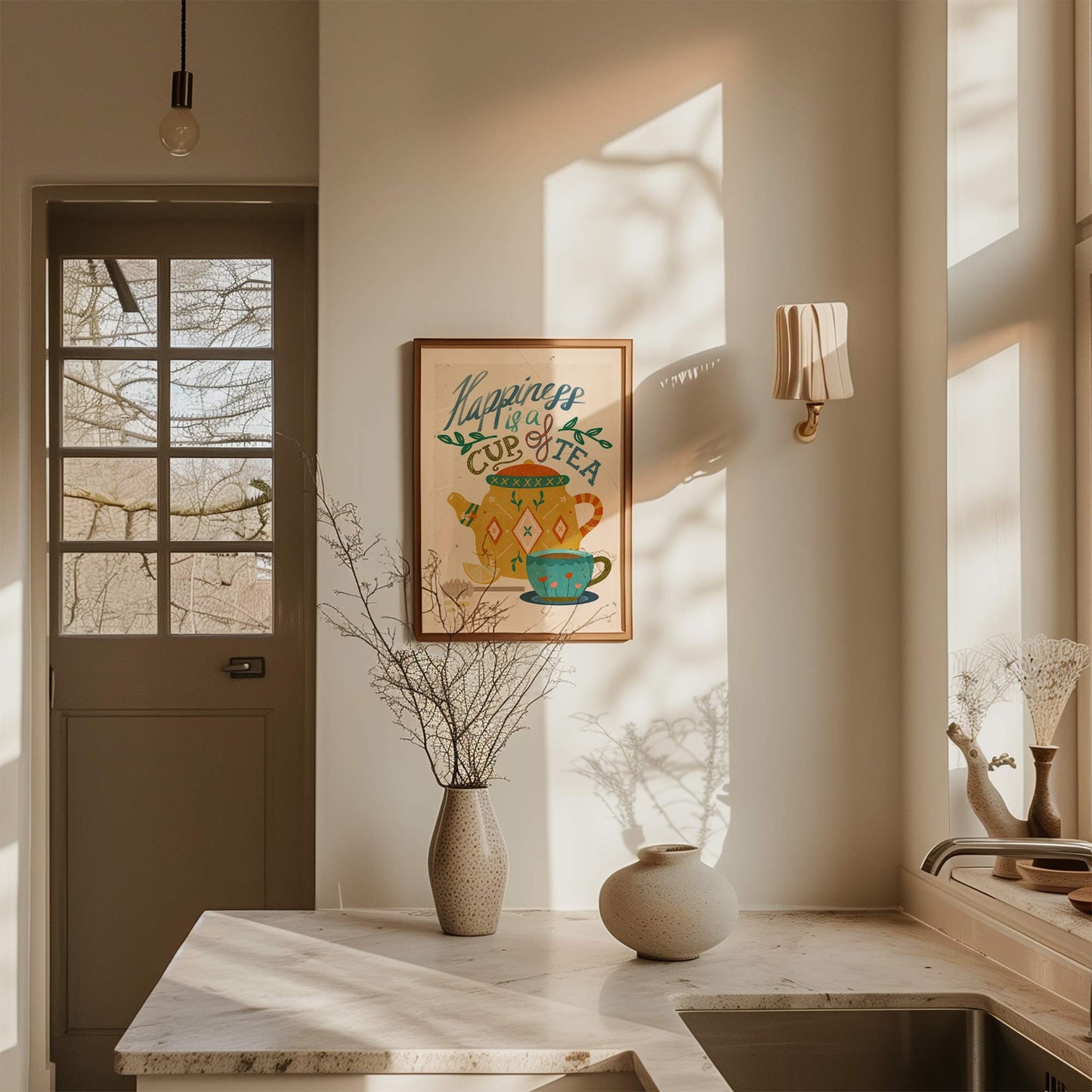 Art Print: Tea Quote on Cream