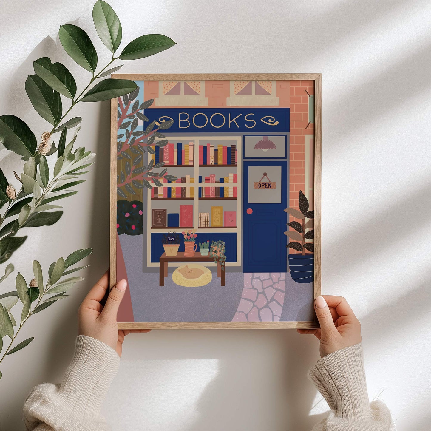 Digital Art Print: Book Store Blue