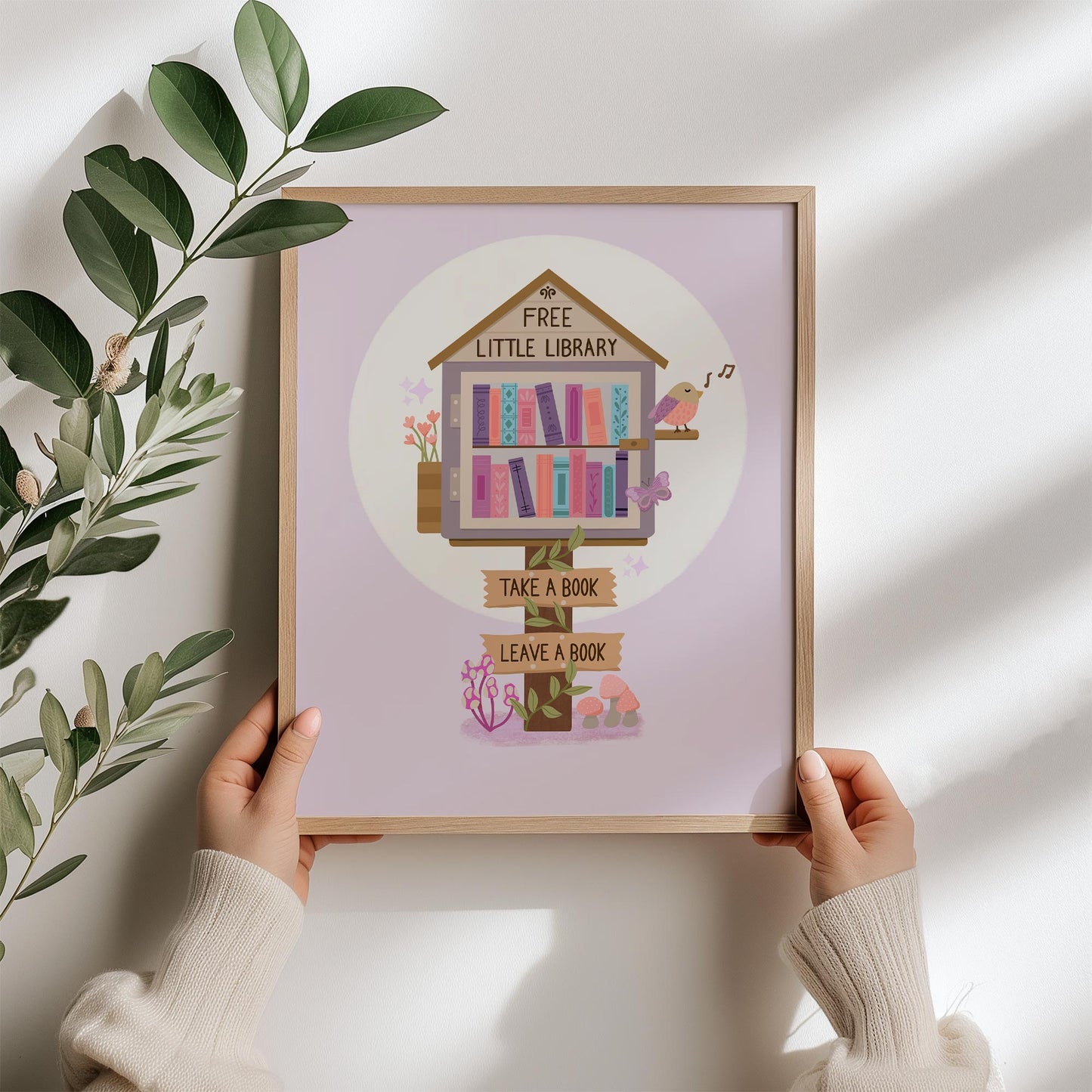 Digital Art Print: Little Library Purple