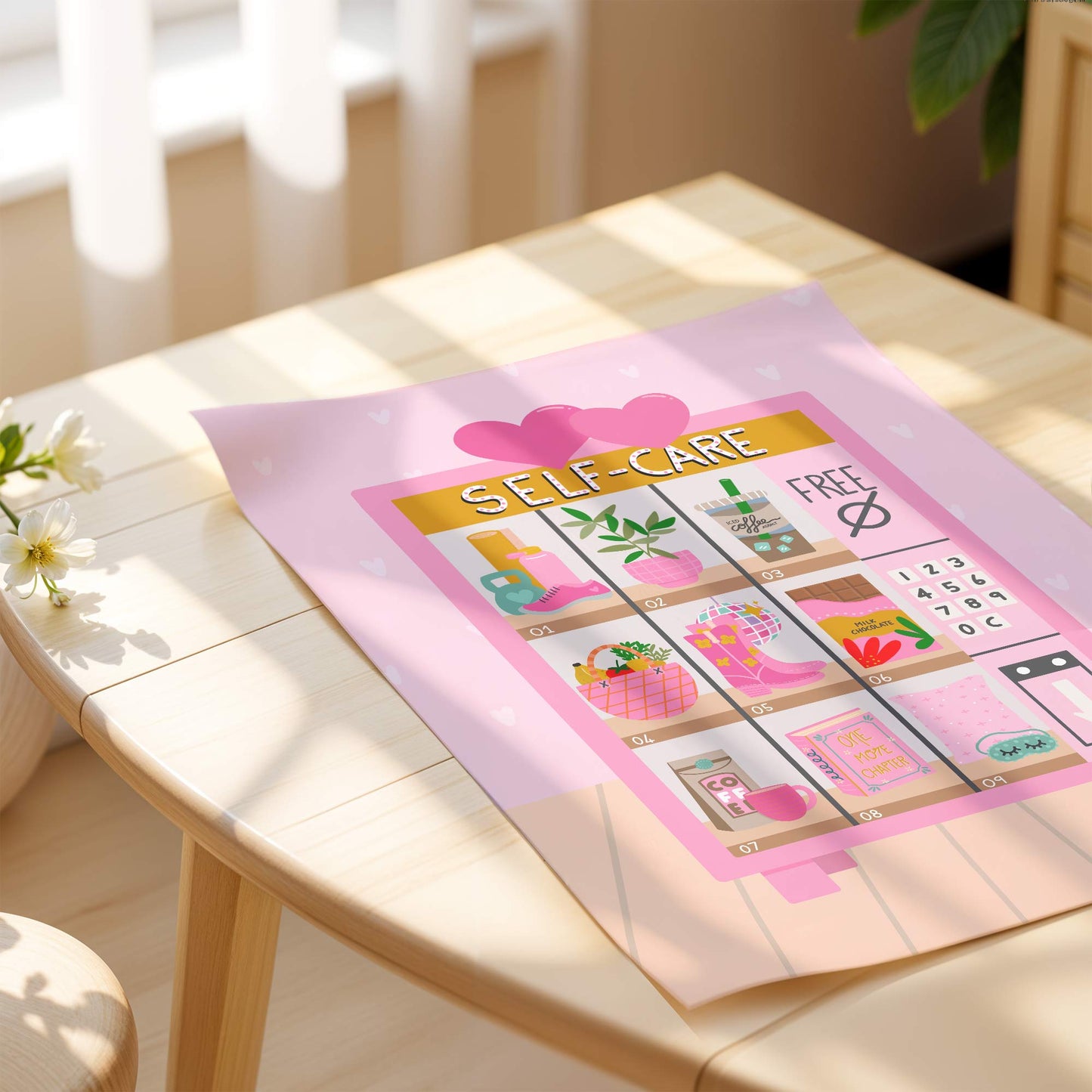 Digital Art Print: Self-Care Vending Machine Pink