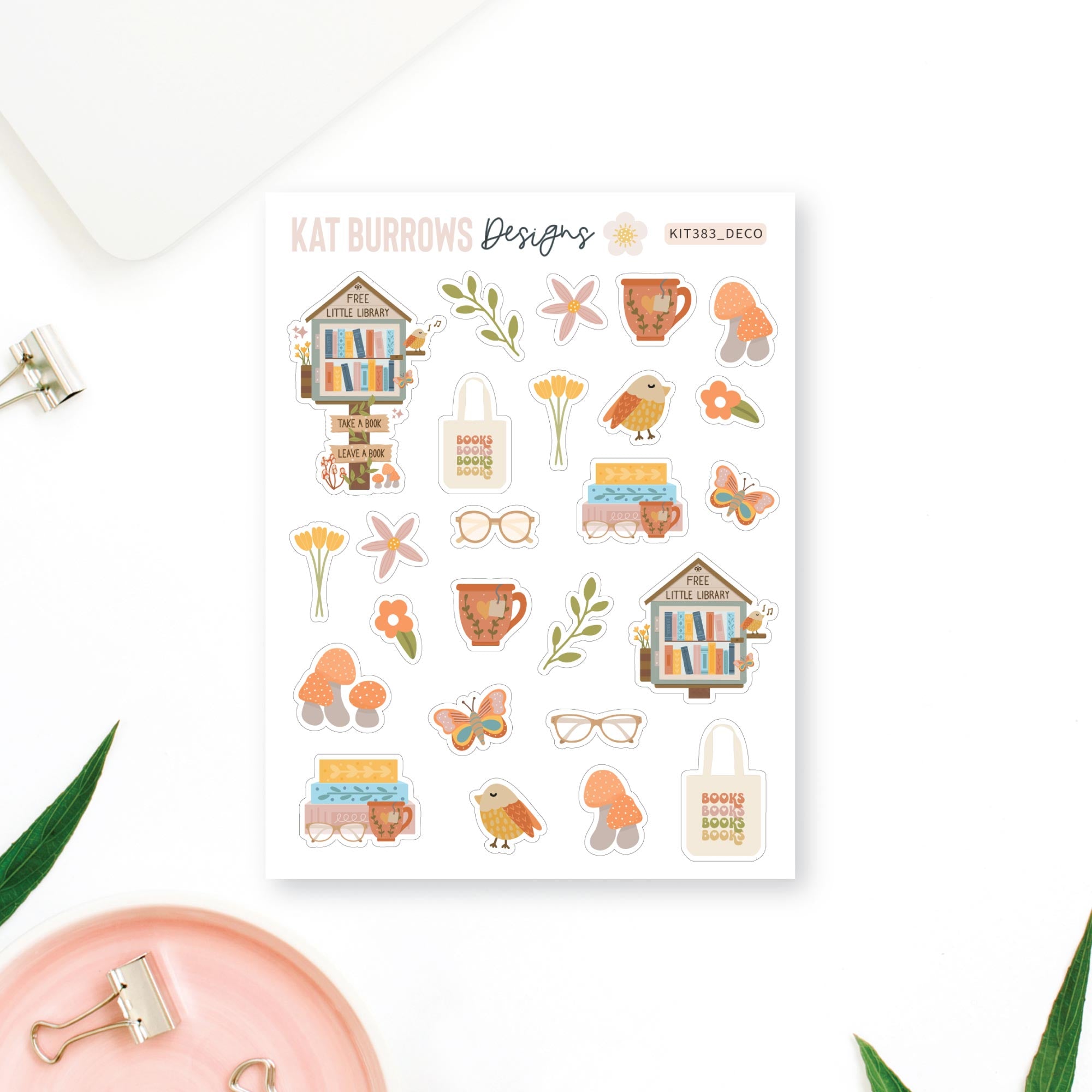 Little Library Deco Stickers, Bookish Planner Stickers for The Happy ...