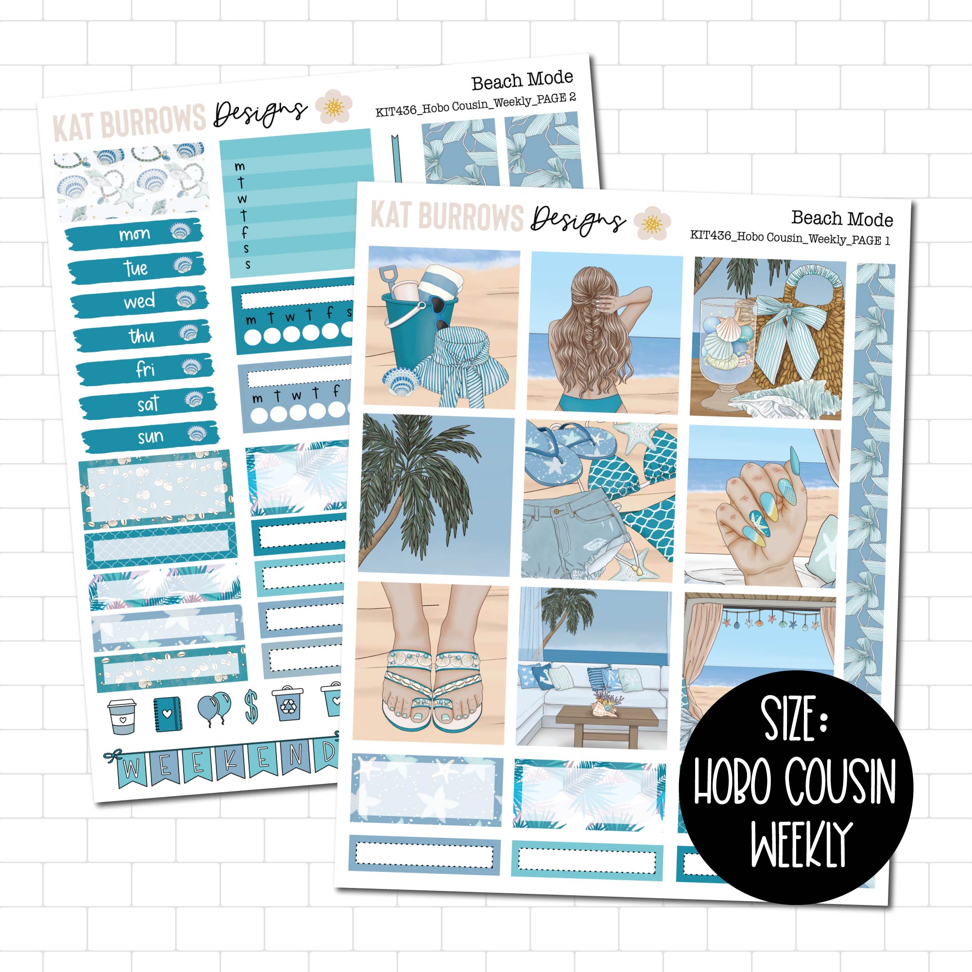 Beach Mode Hobonichi Cousin Weekly Sticker Kit for your Planner – Kat ...