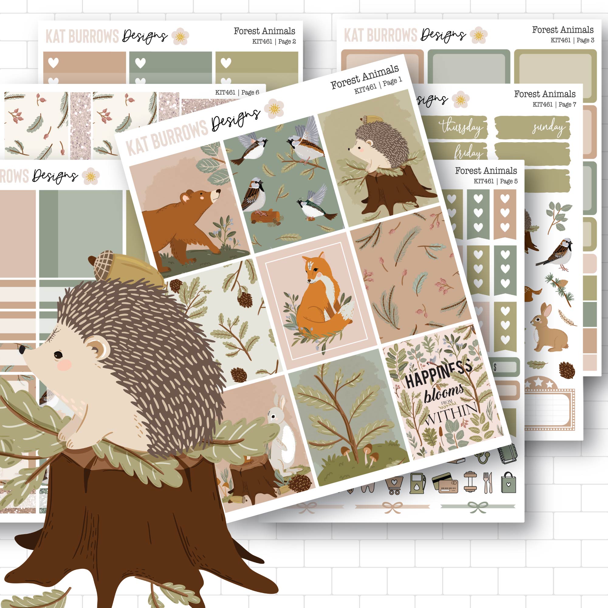 Forest Animals Planner Sticker Kit, Animal Sticker Kit for Planners ...