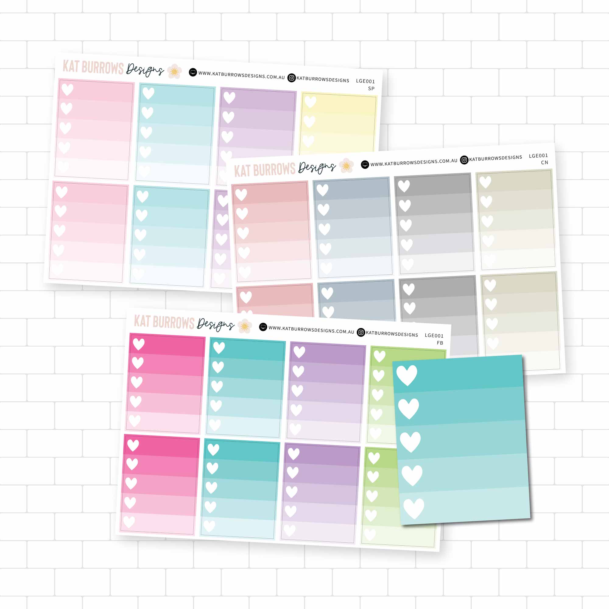 Planner Stickers, Ombre Heart Checklist for Happy Planner, Erin Condren ...