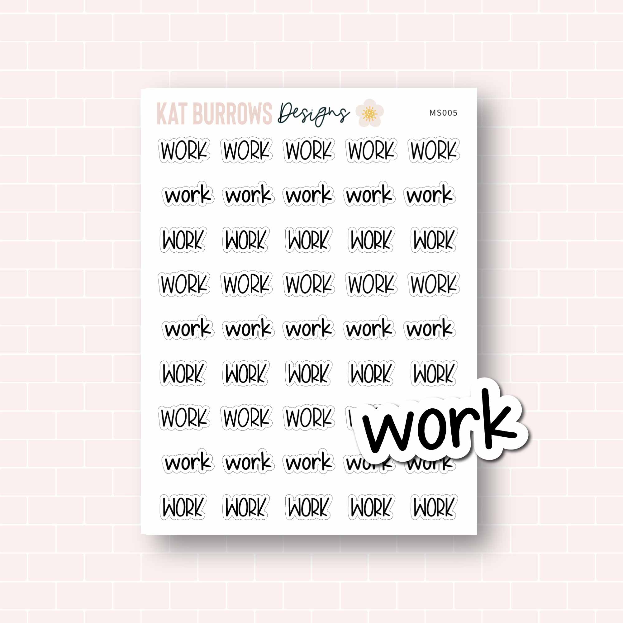 Work Script Planner Stickers, Work Script Word Stickers, Work Script ...