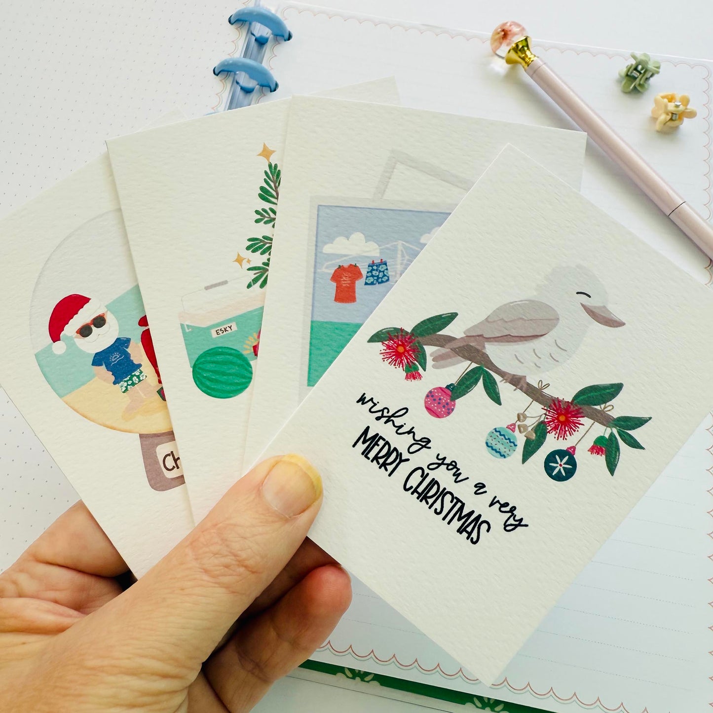 Set of 4: MINI Cards: Christmas in Summer