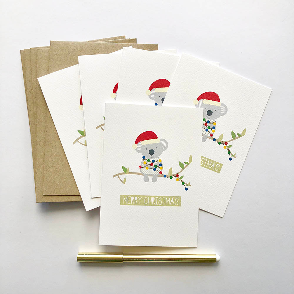 Set of 5 - Koala Greeting Cards by mumandmehandmadedesigns- An Australian Online Stationery and Card Shop
