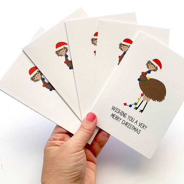 Set of 5 - Emu Greeting Cards by mumandmehandmadedesigns- An Australian Online Stationery and Card Shop