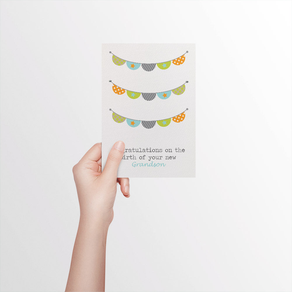 Baby Boys Bunting Greeting Card by mumandmehandmadedesigns- An Australian Online Stationery and Card Shop