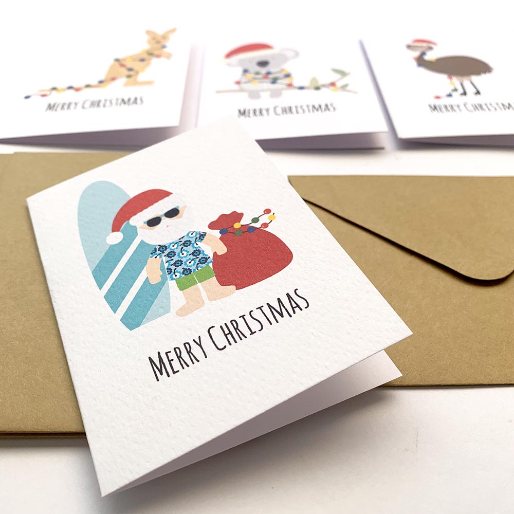 Set of 4 - Mini - Aussie Christmas Mini Gift Cards by mumandmehandmadedesigns- An Australian Online Stationery and Card Shop