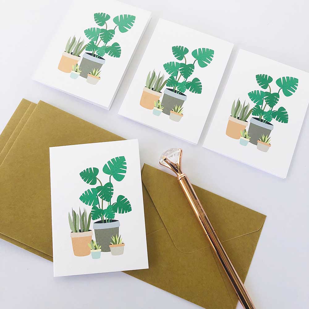 Set of 4 - Mini - Indoor Plants Mini Gift Cards by mumandmehandmadedesigns- An Australian Online Stationery and Card Shop