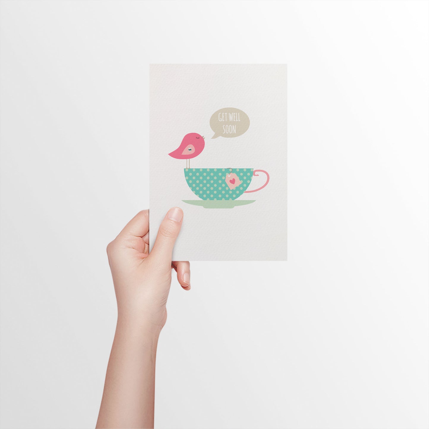 Birdie on a Tea Cup Greeting Card by mumandmehandmadedesigns- An Australian Online Stationery and Card Shop
