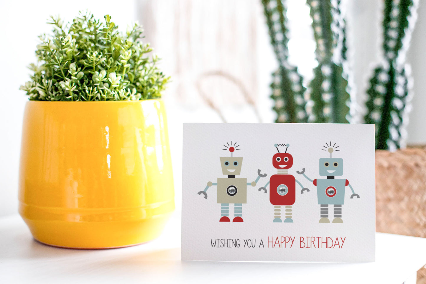 Robots Greeting Card by mumandmehandmadedesigns- An Australian Online Stationery and Card Shop