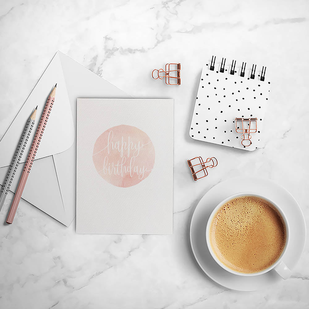 Watercolour Circle - Blush Greeting Card by mumandmehandmadedesigns- An Australian Online Stationery and Card Shop