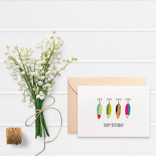 Fishing Lures Greeting Card by mumandmehandmadedesigns- An Australian Online Stationery and Card Shop