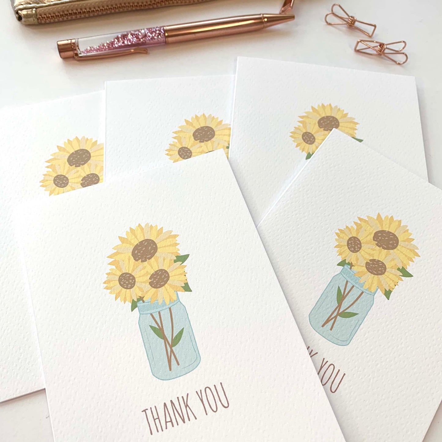 Set of 5 - Sunflowers Greeting Cards by mumandmehandmadedesigns- An Australian Online Stationery and Card Shop