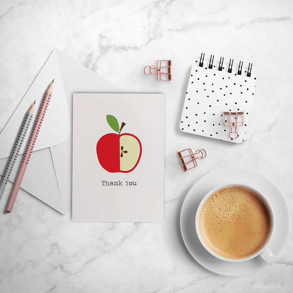 Teacher Red Apple Greeting Card by mumandmehandmadedesigns- An Australian Online Stationery and Card Shop