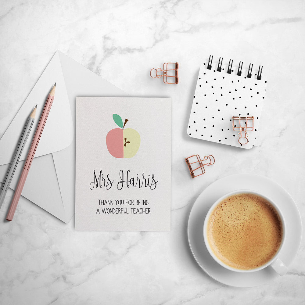 Personalised Teacher Card - Blush Greeting Card by mumandmehandmadedesigns- An Australian Online Stationery and Card Shop