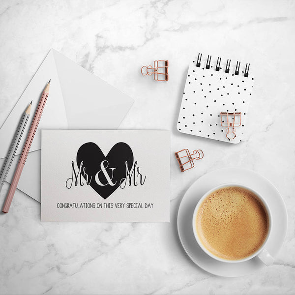 Mr & Mr Lrg Black Heart Greeting Card by mumandmehandmadedesigns- An Australian Online Stationery and Card Shop