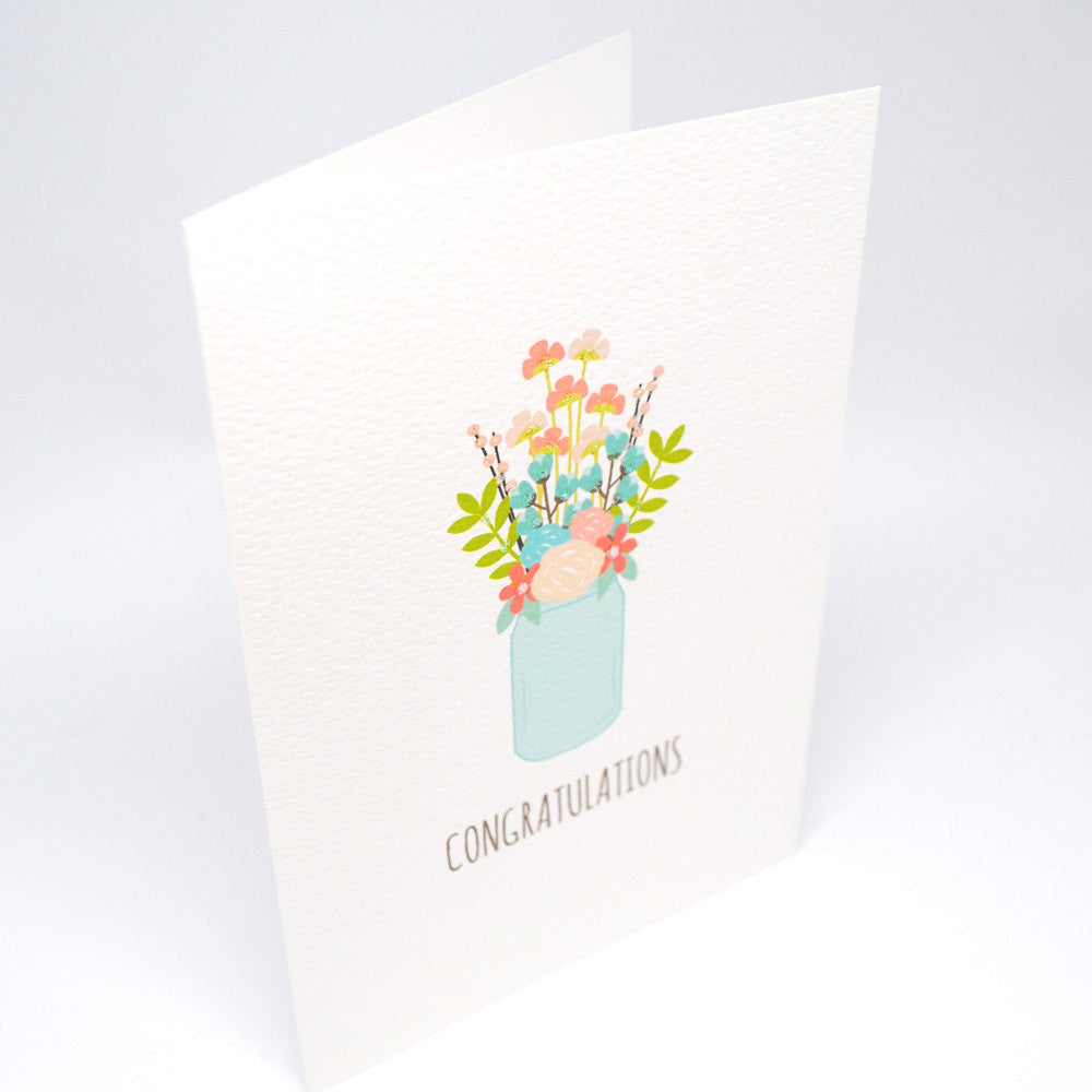 Congrats Flowers in Mason Jar Greeting Card by mumandmehandmadedesigns- An Australian Online Stationery and Card Shop