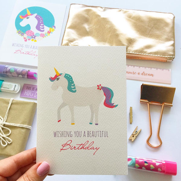Unicorn Greeting Card by mumandmehandmadedesigns- An Australian Online Stationery and Card Shop