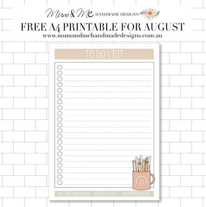 FREE PRINTABLE FOR AUGUST - TO DO LIST (BOHO RAINBOW)