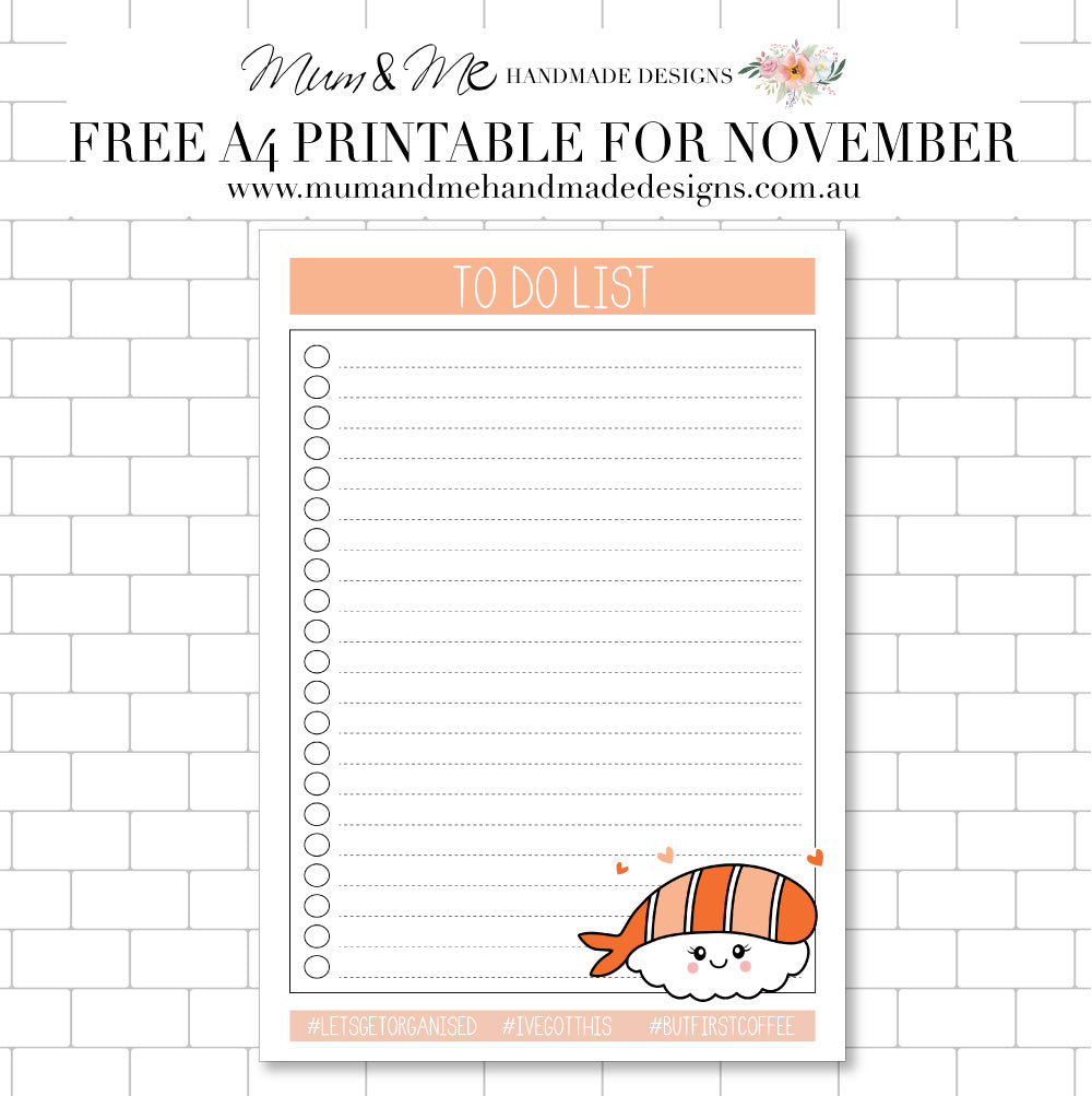 FREE PRINTABLE FOR NOVEMBER - TO DO LIST (SUSHI)