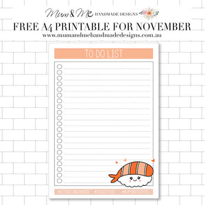 FREE PRINTABLE FOR NOVEMBER - TO DO LIST (SUSHI)