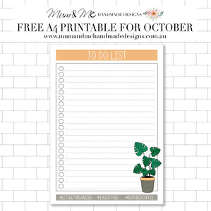 FREE PRINTABLE FOR OCTOBER - TO DO LIST (MONSTERA)