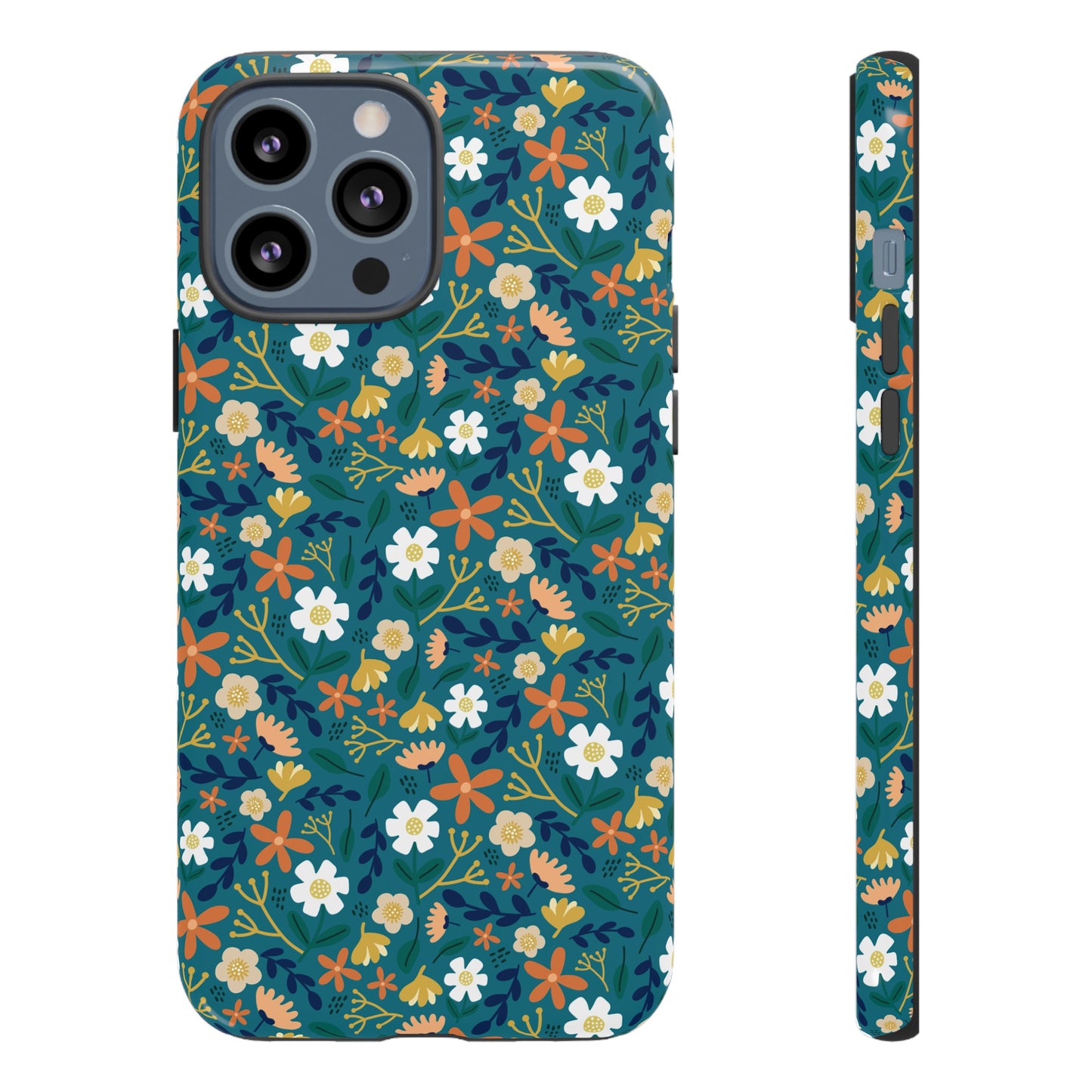 Phone Case: Florals on Teal