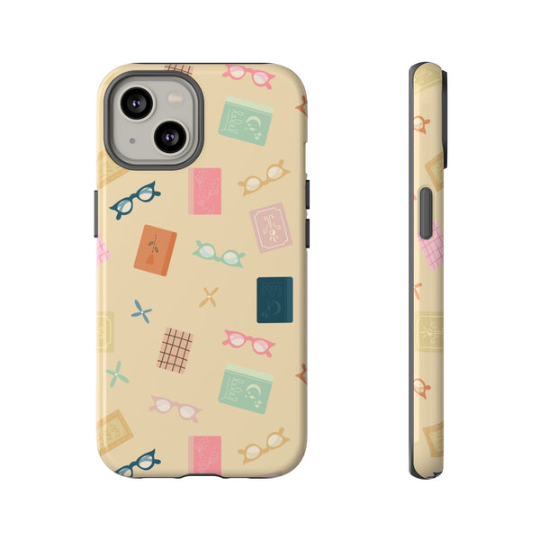 Phone Case: Books and Glasses on Yellow