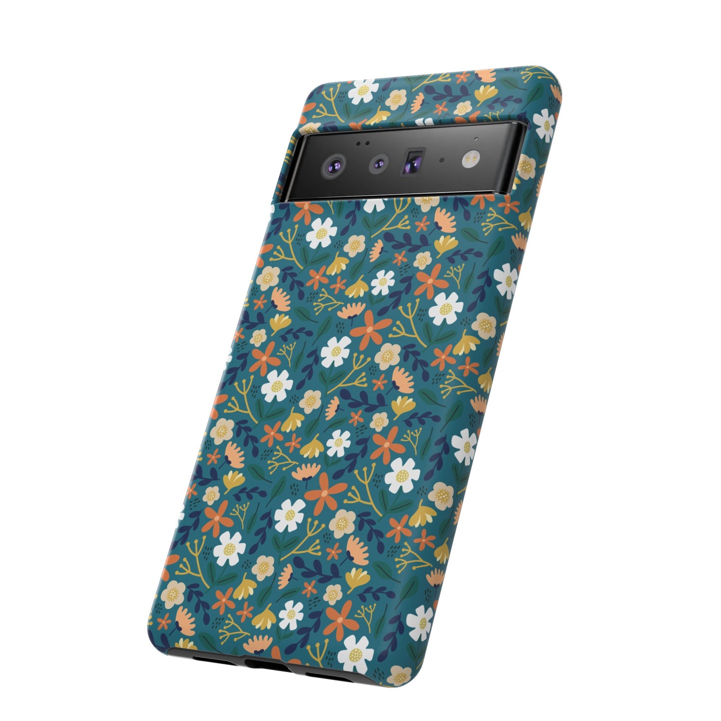 Phone Case: Florals on Teal