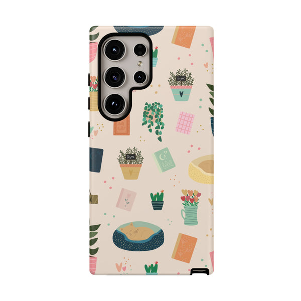Phone Case: Book Shop Items on Cream
