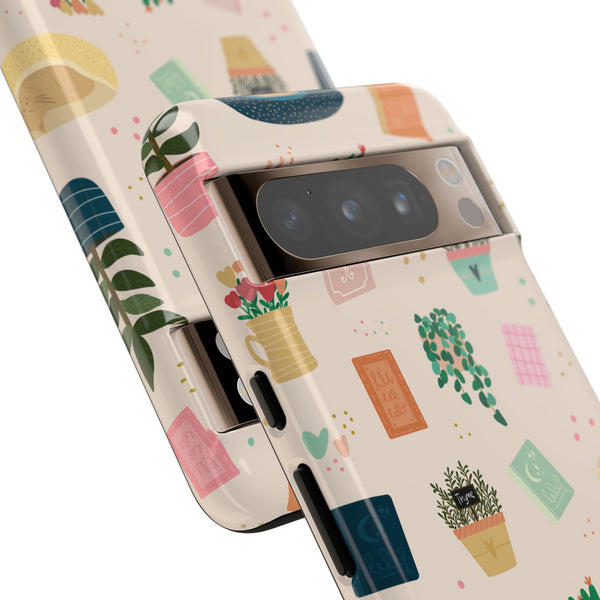 Phone Case: Book Shop Items on Cream