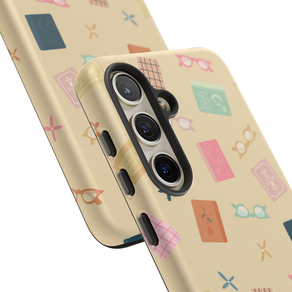 Phone Case: Books and Glasses on Yellow