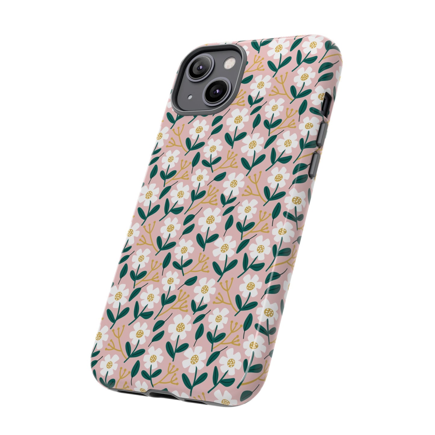 Phone Case: White Daisies on Pink