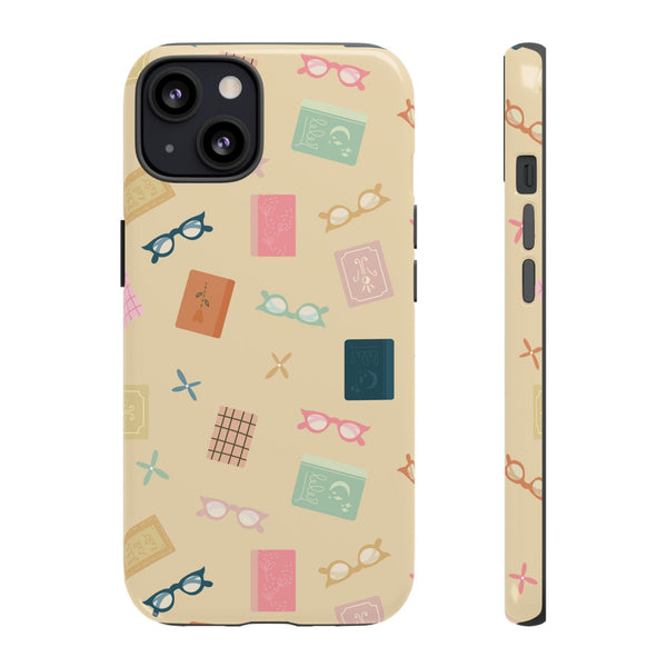 Phone Case: Books and Glasses on Yellow
