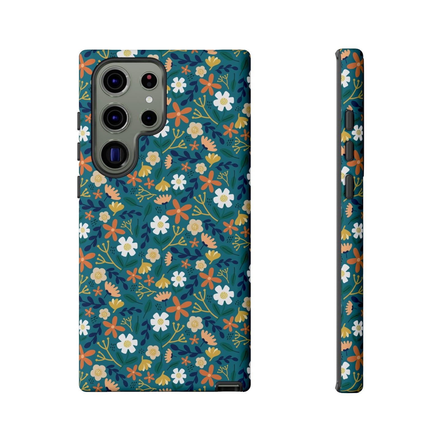 Phone Case: Florals on Teal
