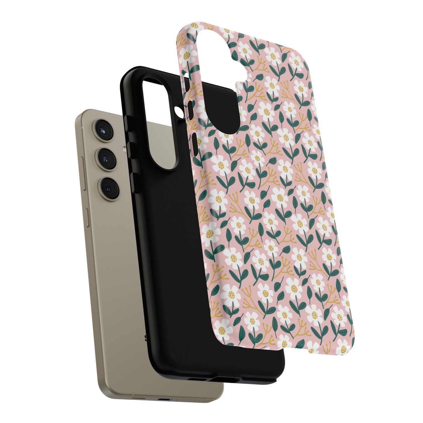 Phone Case: White Daisies on Pink