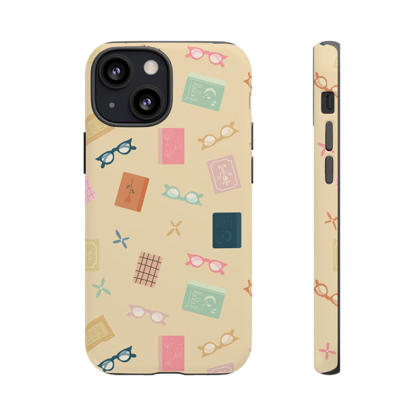 Phone Case: Books and Glasses on Yellow
