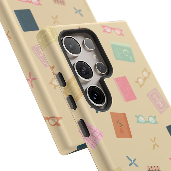 Phone Case: Books and Glasses on Yellow
