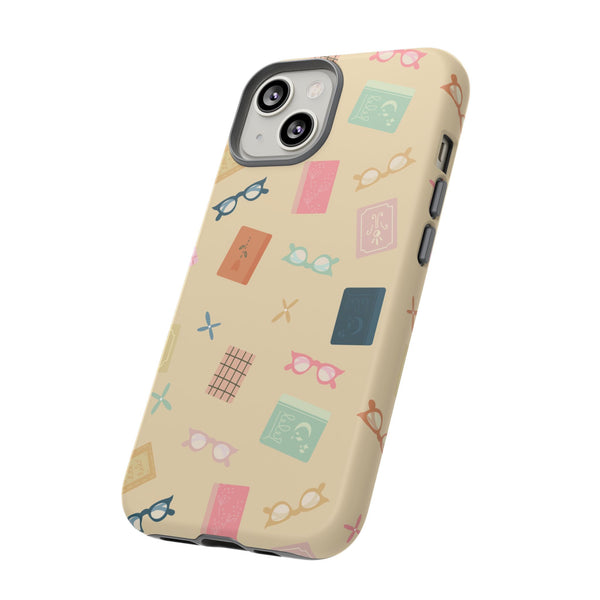 Phone Case: Books and Glasses on Yellow